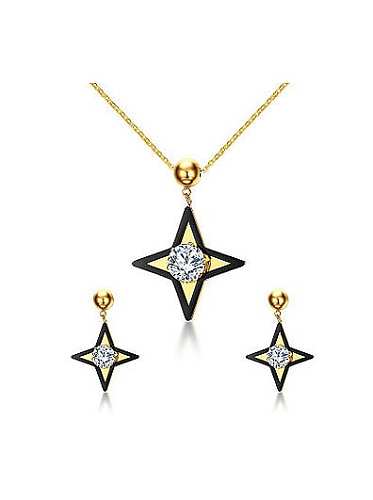 Fashionable Star Shaped Zircon Titanium Two Pieces Jewelry Set