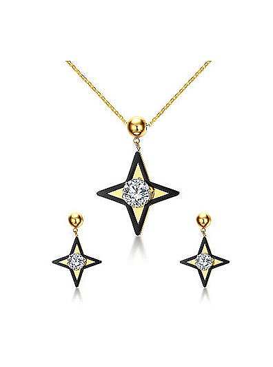 Conjunto de joyería de dos piezas de titanio de circón en forma de estrella de moda