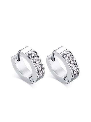 All-match Geometric Shaped Rhinestones Stainless Steel Clip Earrings