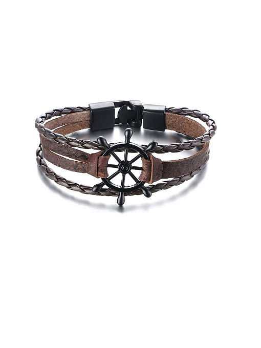 Stainless Steel With White Gold Plated Simplistic Hollow Rudder Bracelets