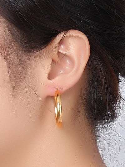 Fashionable Geometric Shaped Gold Plated Titanium Drop Earrings