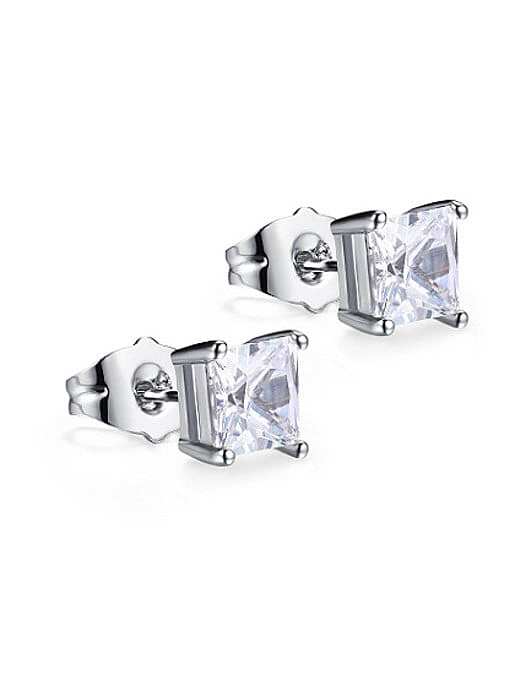 Boucles d'oreilles en cuivre avec zircon AAA de forme carrée exquise