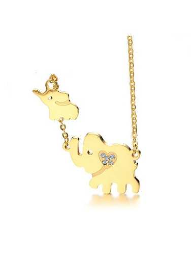 Precioso collar de diamantes de imitación en forma de elefante chapado en oro