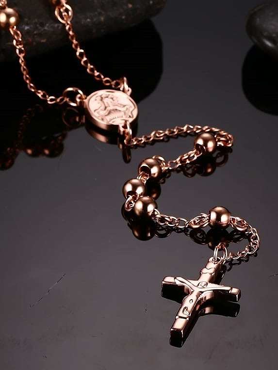 Exquisite Rose Gold Plated Cross Shaped Sweater Chain