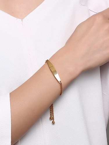 Adjustable Length Gold Plated Geometric Shaped Titanium Bracelet
