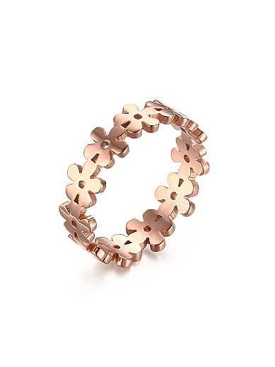 Elegant Rose Gold Plated Flower Shaped Titanium Ring