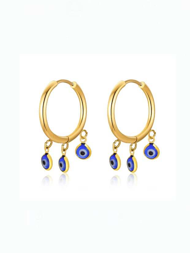 Stainless steel Enamel Evil Eye Hip Hop Huggie Earring