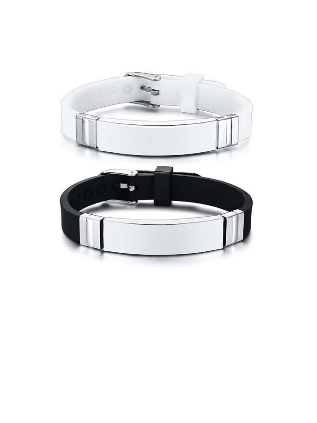 Stainless Steel With White Gold Plated Simplistic Geometric Bracelets