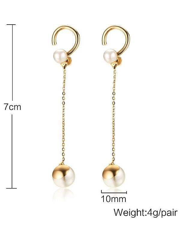 Elegant Gold Plated Round Shaped Artificial Pearl Drop Earrings
