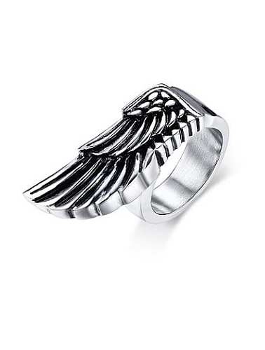 Exquisite Feather Shaped Stainless Steel Men Ring