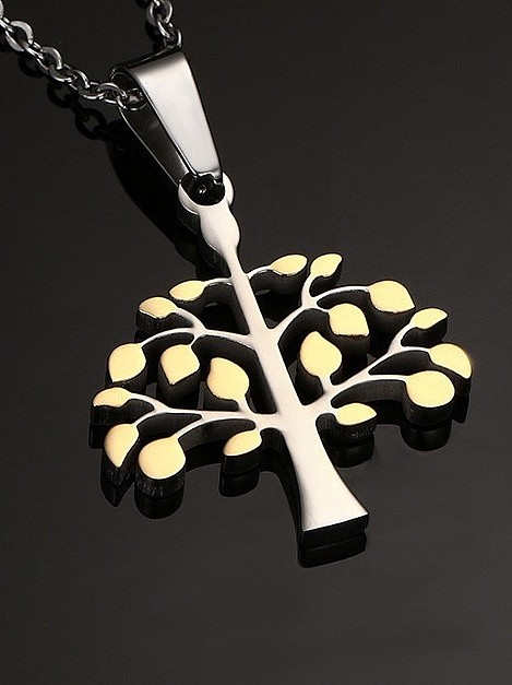 All-match Gold Plated Tree Shaped Titanium Pendant