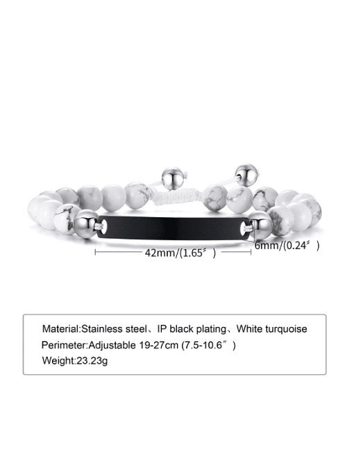 Stainless steel Carnelian Geometric Hip Hop Adjustable Bracelet