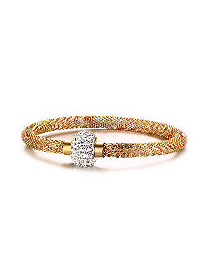 Exquisito brazalete de diamantes de imitación chapados en oro en forma de red