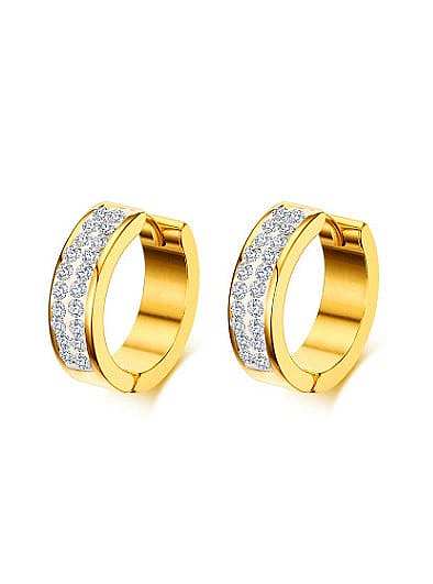 Pendientes de clip de diamantes de imitación con forma geométrica chapados en oro de moda