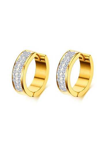 Fashion Gold Plated Geometric Shaped Rhinestone Clip Earrings