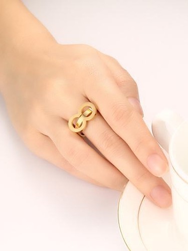 Exquisite Gold Plated Number Eight Shaped Titanium Ring