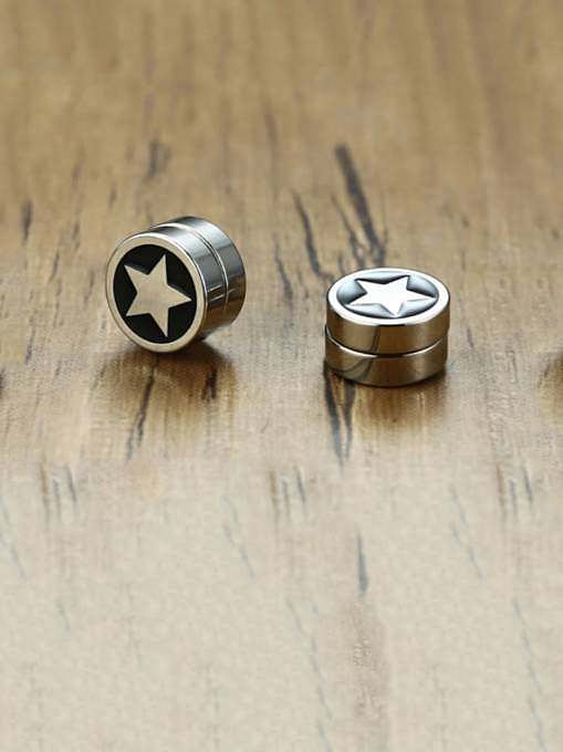 Pendiente de botón de hip hop geométrico de esmalte de acero de titanio