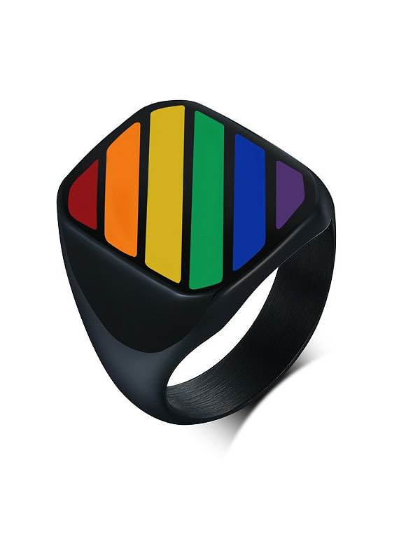 Titanium Steel Enamel Geometric Vintage Band Ring