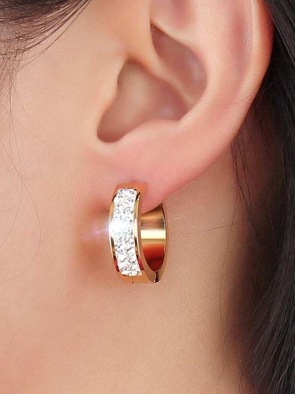 Boucles d'oreilles clip en forme de strass géométrique plaqué or à la mode