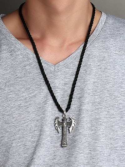 Delicate Antique Silver Plated Hatchet Shaped Stainless Steel Necklace