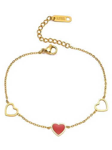 Bracelet à maillons minimalistes en acier au titane avec cœur en émail