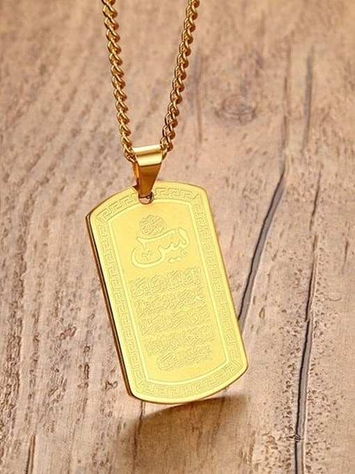 Delicate Gold Plated Square Shaped Titanium Pendant
