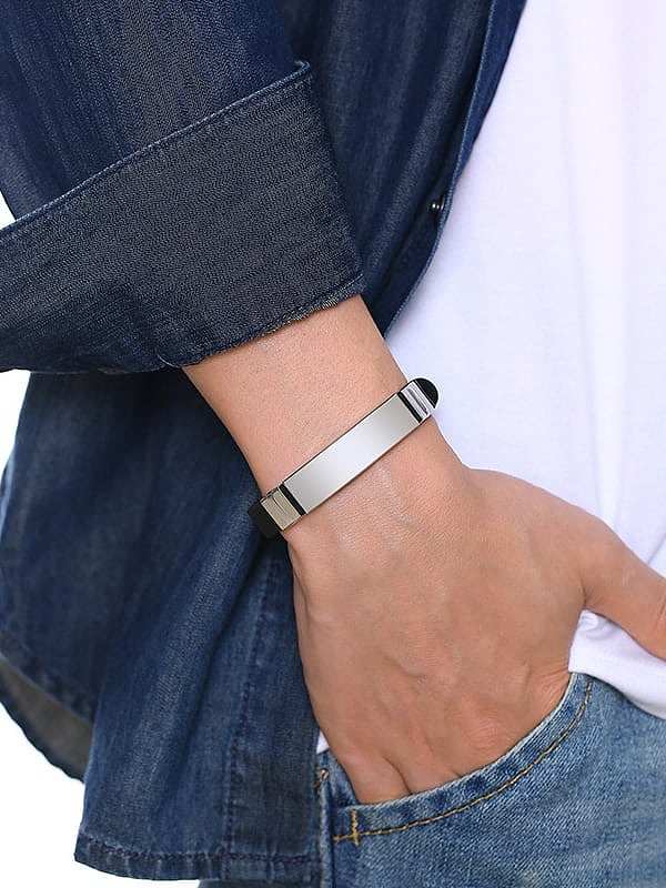 Stainless Steel With White Gold Plated Simplistic Geometric Bracelets