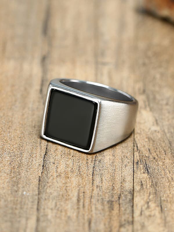 Stainless steel Acrylic Geometric Vintage Band Ring