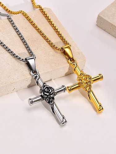 Edelstahl Kreuz Vintage religiöse Halskette