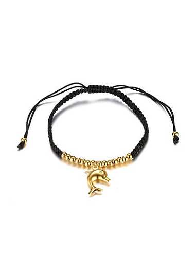 Bracelet en titane plaqué or en forme de dauphin de longueur ajustable