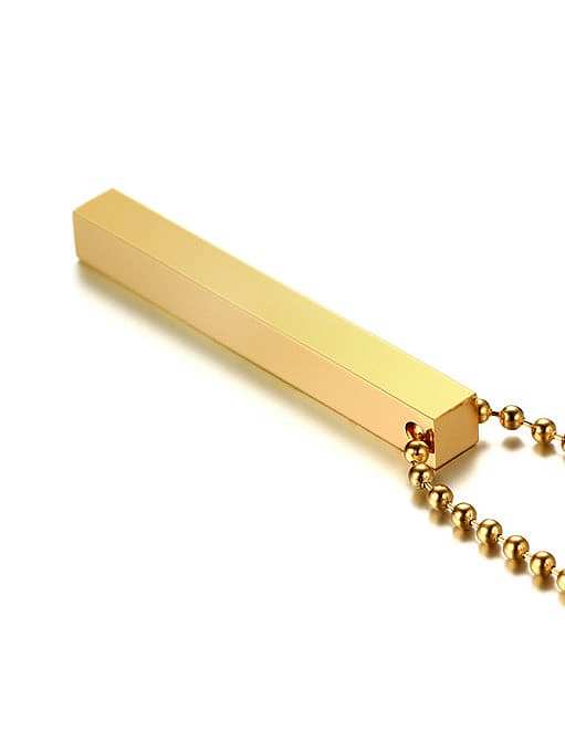 Colar de titânio em forma de quadrado banhado a ouro masculino moderno