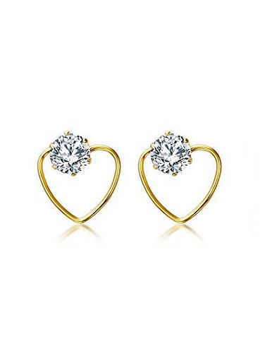 Trendy Heart Shaped Gold Plated Zircon Stud Earrings