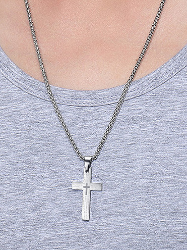 Exquisite Black Gun Plated Cross Shaped Titanium Pendant