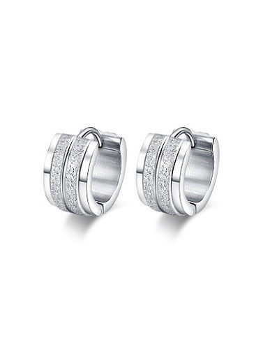 Fashionable Geometric Shaped Stainless Steel Frosted Clip Earrings