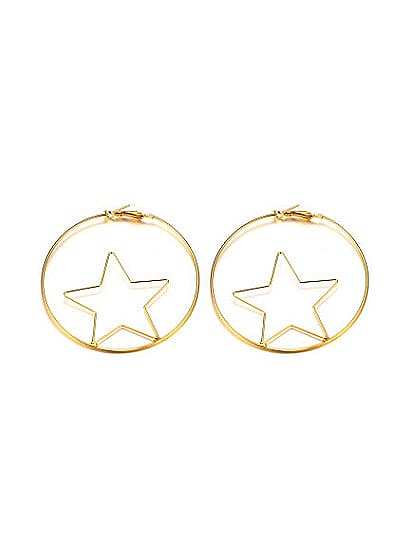 Temperament Hollow Star Shaped Gold Plated Drop Earrings