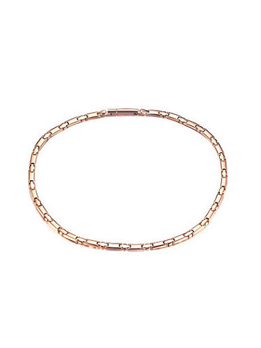 Requintado colar de titânio em forma geométrica banhado a ouro rosa