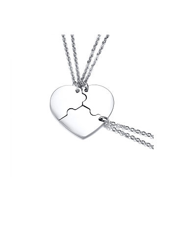 Stainless Steel With Platinum Plated Simplistic Puzzle Heart-Shaped Multi Strand Necklaces
