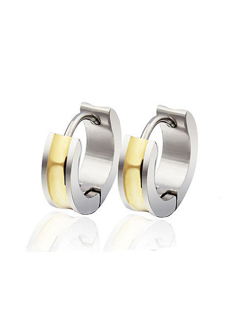 Fashionable Gold Plated Geometric Titanium Clip Earrings