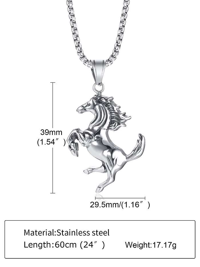 Titanium Steel Hip Hop Horse Pendant