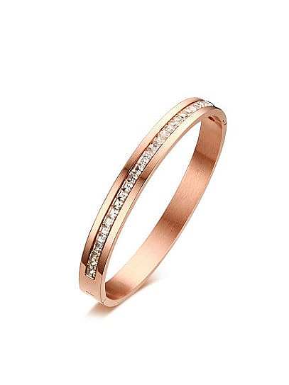 Pulseira de titânio com strass banhada a ouro rosa na moda