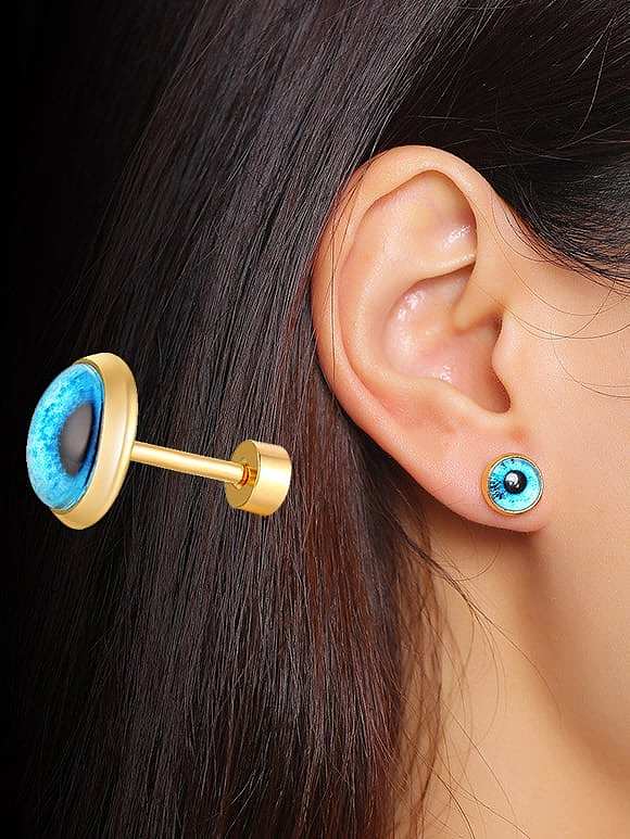 Titanium Steel Turquoise Round Vintage Stud Earring