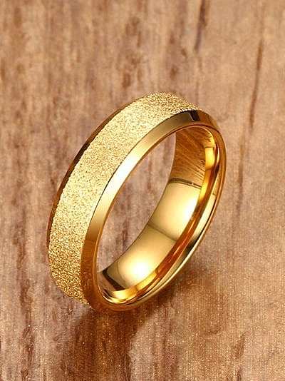 خاتم نسائي عصري مطلي بالذهب متجمد من التيتانيوم