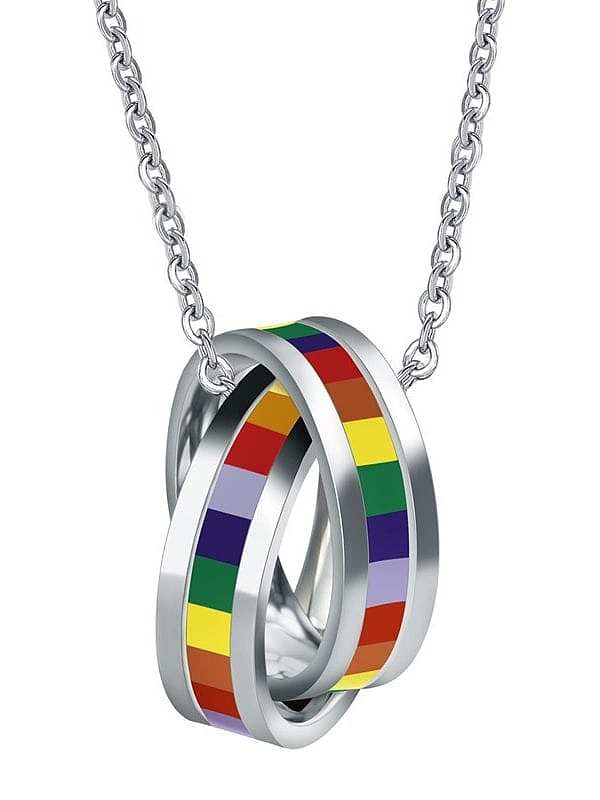 Geometrische minimalistische Halskette aus Edelstahl mit Emaille