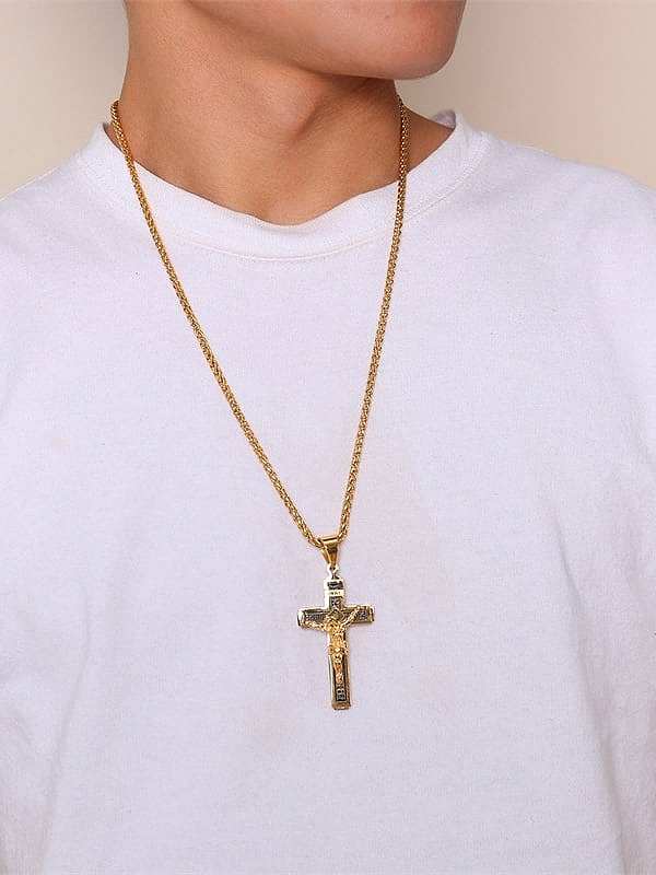 Stainless Steel With Two-color plating Personality Cross Necklaces