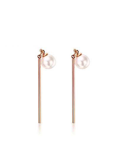 Elegante rosévergoldete künstliche Perlen-Titan-Ohrringe