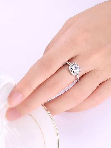 All-match Platinum Plated Square Shaped Zircon Copper Ring