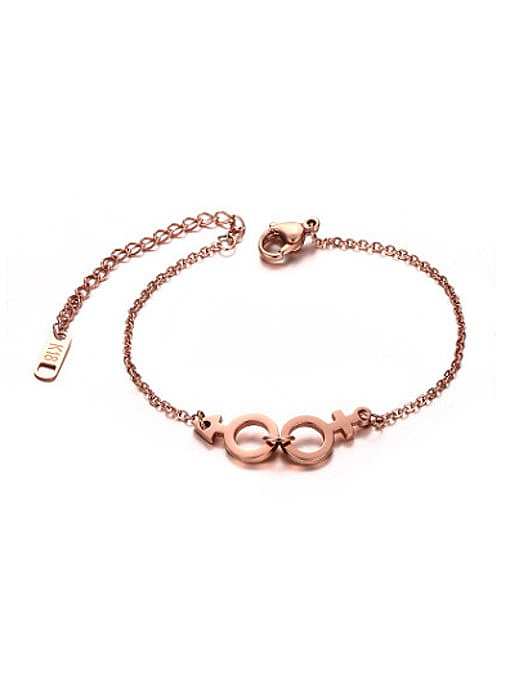 All-match Geometric Shaped Rose Gold Plated Titanium Bracelet