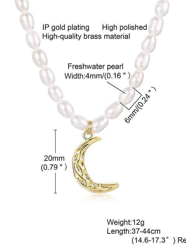 Collar minimalista de luna de perlas de agua dulce de acero inoxidable