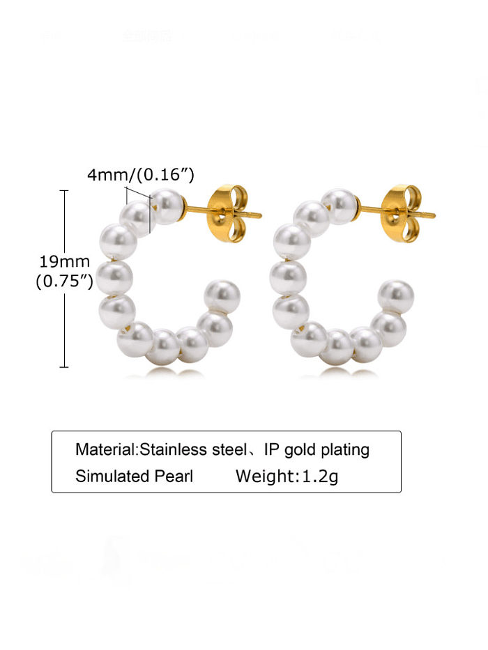 Geometrischer minimalistischer Ohrstecker aus Titan-Stahl-Perlenimitat