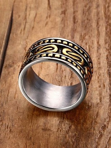 Men Delicate Double Color Design Geometric Titanium Ring